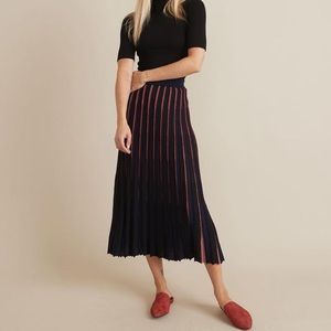 Marine Layer Penny Pleated Midi Skirt Knit Sz M